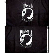 Flaga POW/MIA 3x5 stóp, dwustronnie haftowana, nylonowa