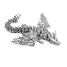 Sølv 3D-printet dragefigur 14 cm
