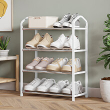 Étagère à chaussures blanche à 4 niveaux – Structure en métal et étagères en PP