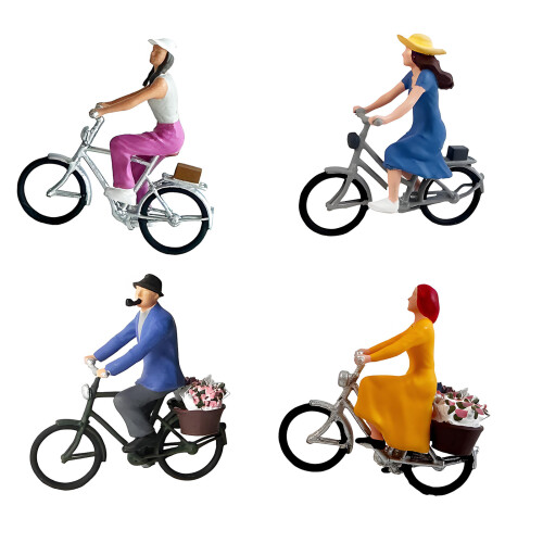 Artistic Tiny Bicycles Statue 1/64 Scale Cycling Scene-1127 1