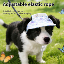 Breathable Dog Cats Sun Visors Hat With Ear Hole-Blue S