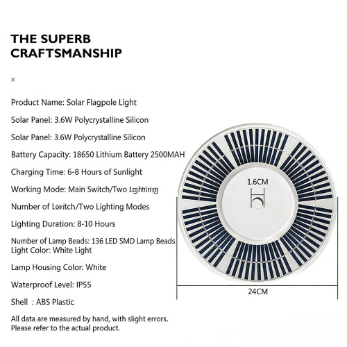 Strong Sun Flag Staff Light With 3.6W Panel And Extended-Black 1