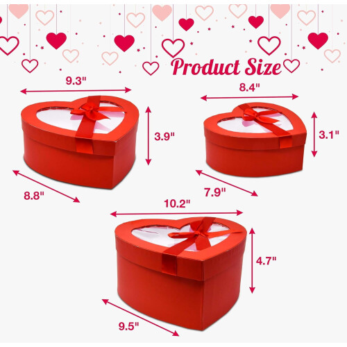 3er-Set herzförmige rote Geschenkboxen 1