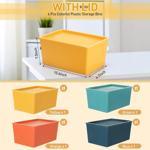 Bunte, stapelbare Aufbewahrungsboxen, 4er-Set 1