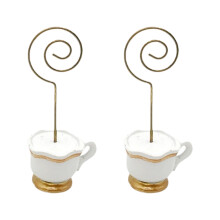 2 Stück Goldfolie Teetasse Tisch Namenskartenständer mit-Tasse
