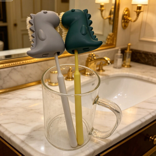 Convenient Cartoon Animal Shape Toothbrush Holder Keep-Green 2