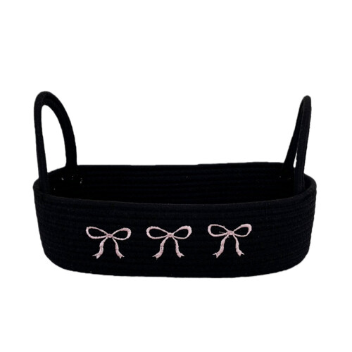 Stylish Bowknot Accent Fabric Container Ideal For Toy-Black