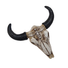 Decorative Resin Cow Skull Statuette Animal Head-angel horns