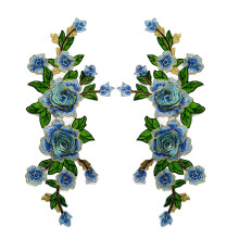 Polyester Flower Embroidery Applique For Shirts-Sky Blue