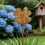 Vierblättriges Kleeblatt im Retro-Stil, Gartenstecker,-Rostfarbe 3
