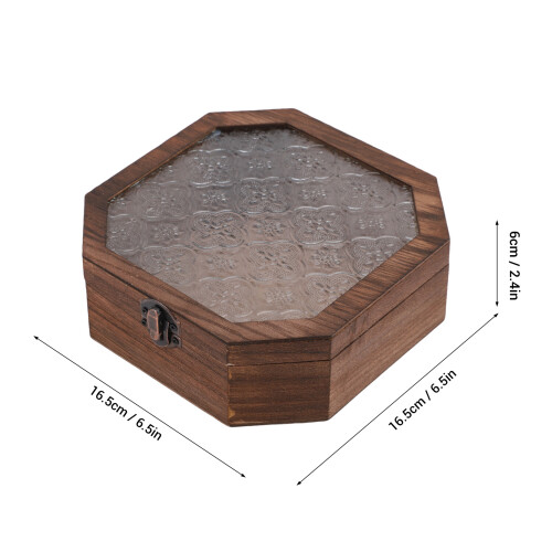 Achteckige Schmuckbox mit Glasdeckel 16,5x16,5x6 cm 1