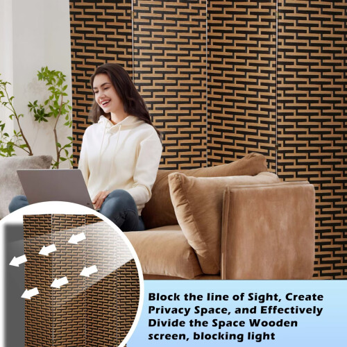 Separador de ambientes plegable de madera de 4 paneles 2