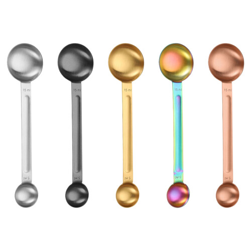 Rustproof Rustless Steel Two Way Measuring Spoon for-Rose Gold 1