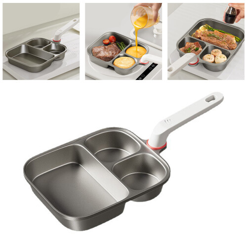 Divided Breakfast Pan with 2 Round and 1 Square Compartments for 1