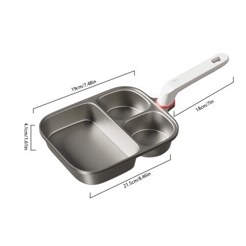 Divided Breakfast Pan with 2 Round and 1 Square Compartments for 2