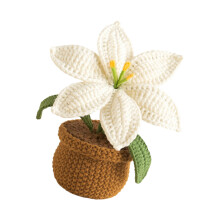 Gehäkelte Lilien, Topfpflanze, handgefertigtes Ornament,-Weiß