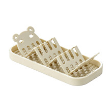 3 Slot Soap Tray Organizer W Shape Soap Dish with-Milky White