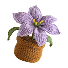 Artistic Handmade Crochet Lilies Potted Plant Ornament-Purple