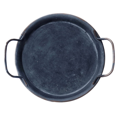 Runde Servierplatte aus Eisen, 24 cm, silberfarben 2