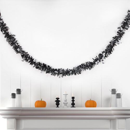 Halloween glittergirlander, oransje og lilla, 2 m 2