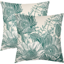Vintage-Kissenbezüge mit türkisfarbenem Blumenmuster, 40 x 40 cm, 2er-Set