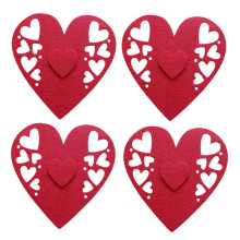 Juego de 4 bolsas para cubiertos con forma de corazón