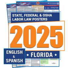 Arbeidsrettsplakat i Florida 2025 Engelsk/Spansk UV-laminert