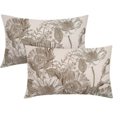 Vintage-Lendenkissenbezüge aus Leinen mit Blumenmuster, 30 x 50 cm, 2er-Set