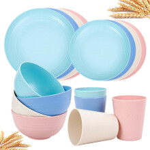 Service de table en paille de blé pour 4 personnes – Assiettes, Dessert