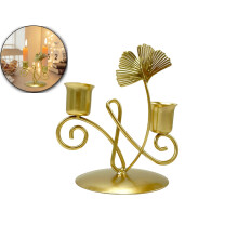 Candelabro de hierro forjado – Diseño de hoja de ginkgo,
