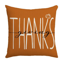 Housse de coussin citrouille 45x45 cm en lin pour Thanksgiving