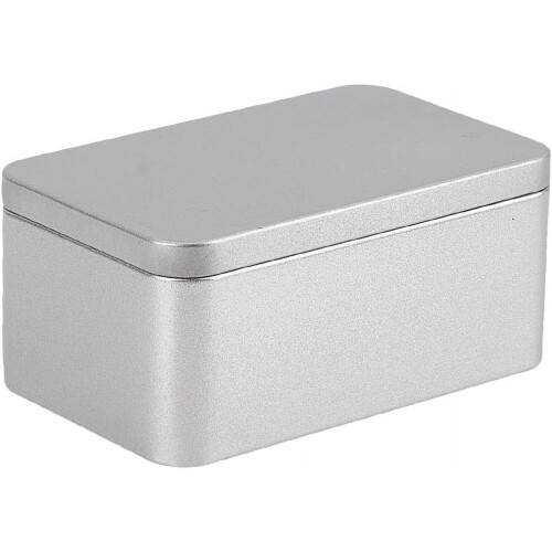 Quadratische Eisendose mit Deckel, 12,7 x 7,6 x 5,8 cm