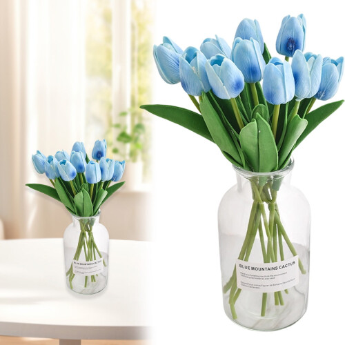Ρεαλιστικά τεχνητά λουλούδια PU Tulip με μικρό βάζο