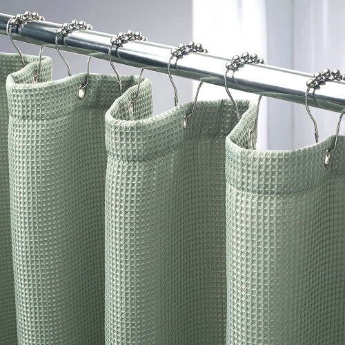 Saliegroene wafel douchegordijn 72x72 inch