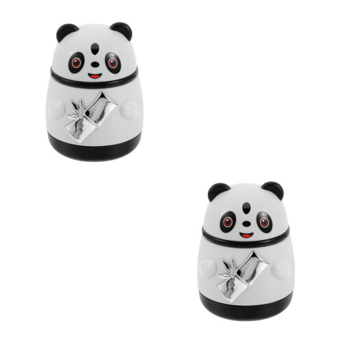 2Pcs Fun Panda Toothpick Storage Container Automatic Press Dispenser