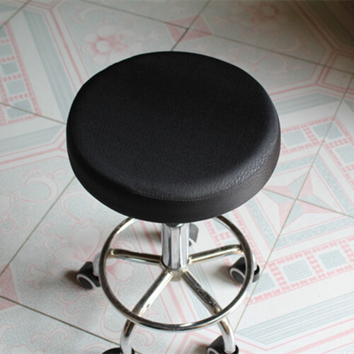 Housse de coussin ronde pour tabouret, noire, coton-polyester, 33 cm