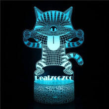 Veilleuse LED 3D en acrylique en forme de chat avec télécommande – Socle fissuré