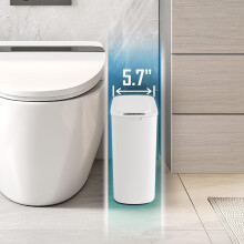 Lixeira branca com sensor de movimento, 2,6 galões, fina, de plástico.