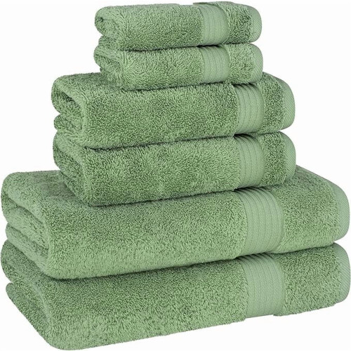 Ensemble de 6 serviettes en coton turc vert sauge