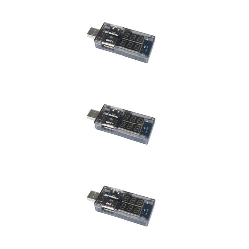 3 Pack Usb Voltage Current Multimeter Detector Voltmeter Ammeter Black