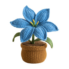 Gehaakte lelies potplant gebreide bloempot ornament-Blauw