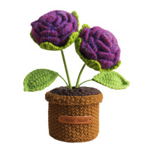 Gebreide bloem in vazen Kleine ingemaakte bloem-Pruim