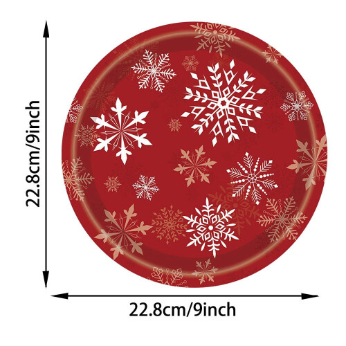 Rote Schneeflocken-Pappteller, 23 cm, 50 Stück 2