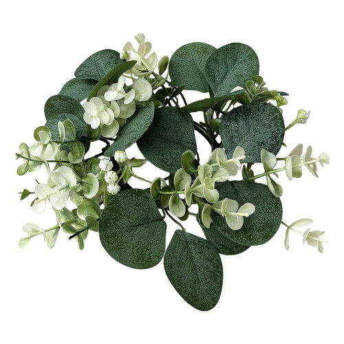 Kunstmatige eucalyptus kaarsenkrans 25 cm 2