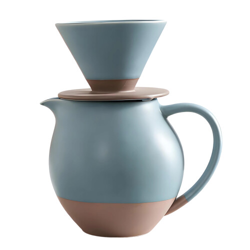 2pcs Ceramic Pours Over Coffee Brewer Set With Heat-Blue
