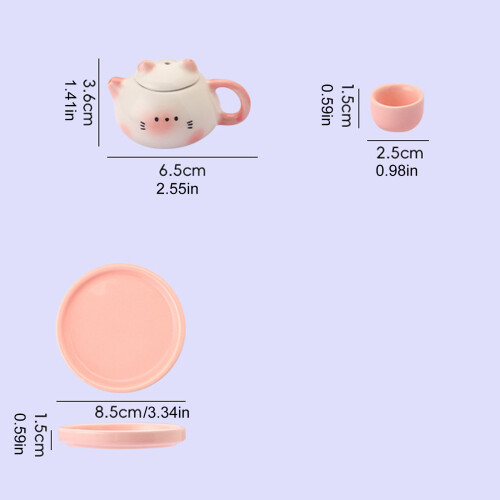 Miniature Tea Pot Set for Home Use Small Ceramic-pink green 2