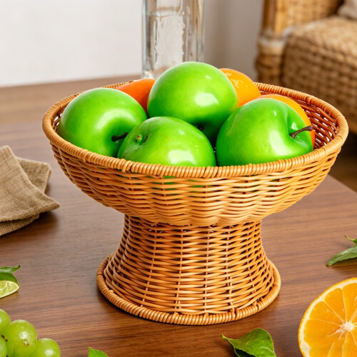 Modern Wicker Pattern Plastic Bowl Multipurpose-Tea yellow 2
