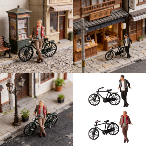 Gentleman Bike Figures Model Set 1:64 Scale Dioramas Figures-E 2