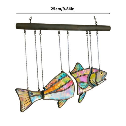 Attrape-soleil de poisson coloré en acrylique, décorations de 2
