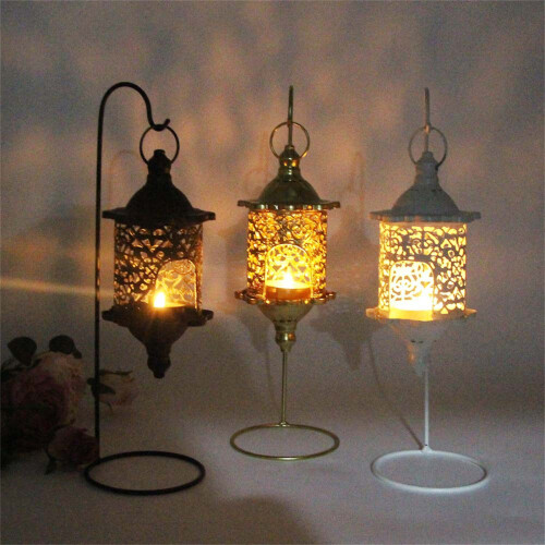 Metal Hanging Candleholder With Elegant Openwork Pattern-gold 2